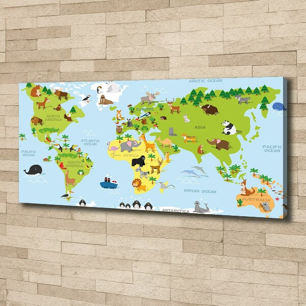 Cuadro canvas con impresión uv duradera horizontal Mapa de animales