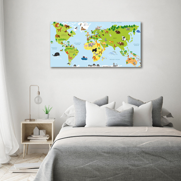 Cuadro canvas con impresión uv duradera horizontal Mapa de animales