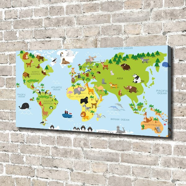 Cuadro canvas con impresión uv duradera horizontal Mapa de animales