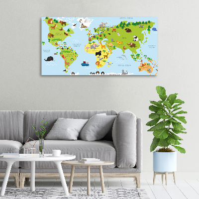 Cuadro canvas con impresión uv duradera horizontal Mapa de animales