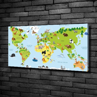 Cuadro canvas con impresión uv duradera horizontal Mapa de animales