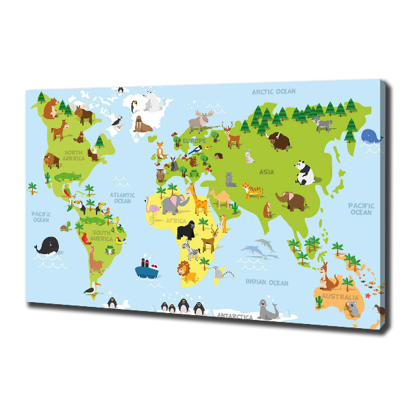 Cuadro canvas con impresión uv duradera horizontal Mapa de animales