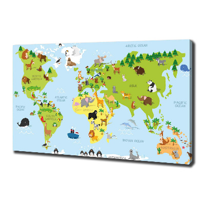 Cuadro canvas con impresión uv duradera horizontal Mapa de animales