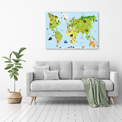 Cuadro canvas con impresión uv duradera horizontal Mapa de animales