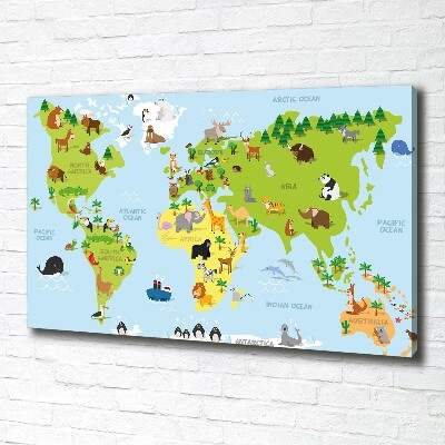 Cuadro canvas con impresión uv duradera horizontal Mapa de animales