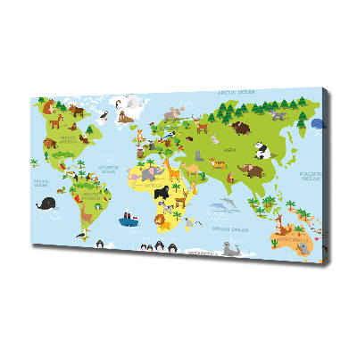 Cuadro canvas con impresión uv duradera horizontal Mapa de animales
