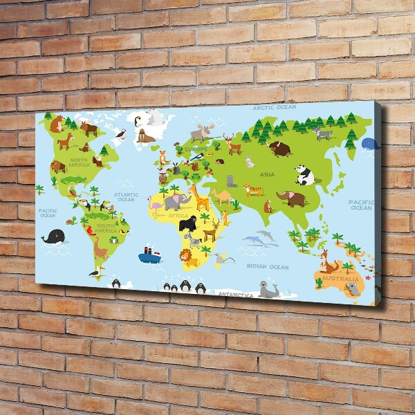 Cuadro canvas con impresión uv duradera horizontal Mapa de animales