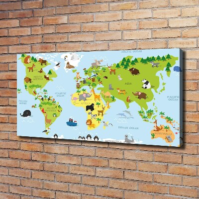 Cuadro canvas con impresión uv duradera horizontal Mapa de animales