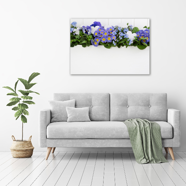 Fotocuadro en lienzo de alta calidad horizontal flores azules