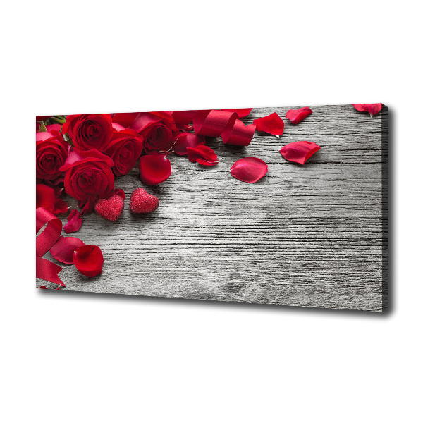 Cuadro canvas con impresión uv duradera horizontal rosas rojas