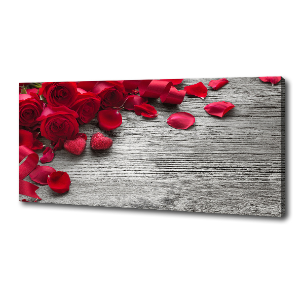 Cuadro canvas con impresión uv duradera horizontal rosas rojas