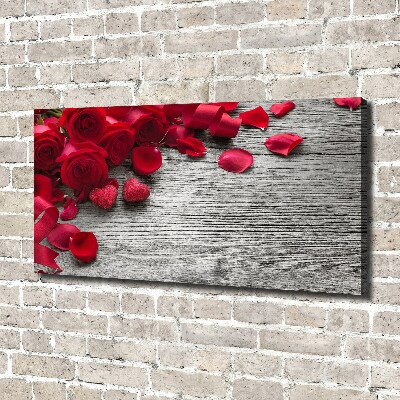 Cuadro canvas con impresión uv duradera horizontal rosas rojas