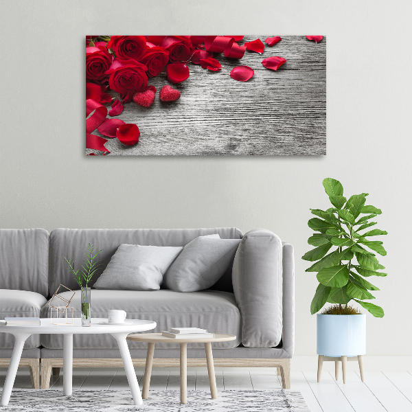 Cuadro canvas con impresión uv duradera horizontal rosas rojas