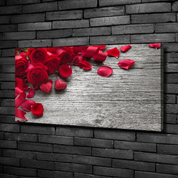 Cuadro canvas con impresión uv duradera horizontal rosas rojas