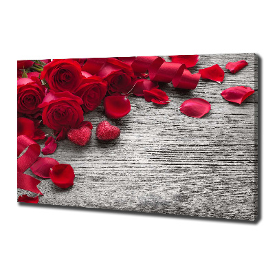 Cuadro canvas con impresión uv duradera horizontal rosas rojas
