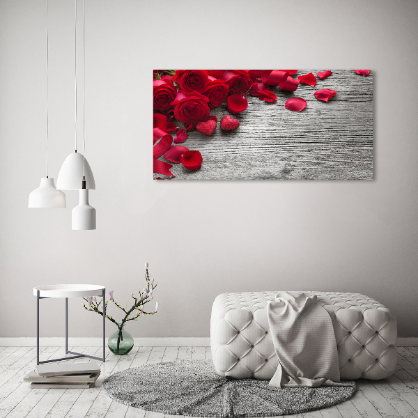 Cuadro canvas con impresión uv duradera horizontal rosas rojas
