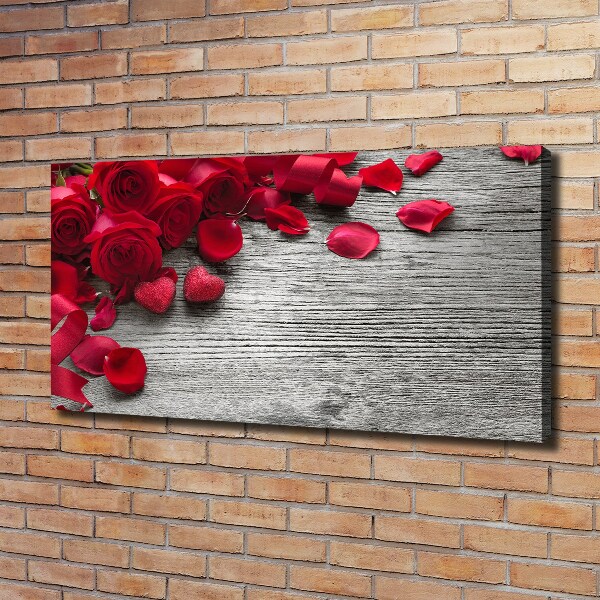 Cuadro canvas con impresión uv duradera horizontal rosas rojas