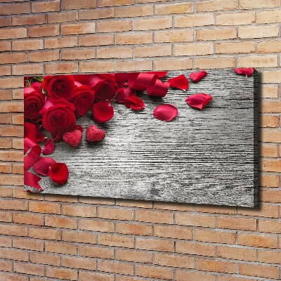 Cuadro canvas con impresión uv duradera horizontal rosas rojas