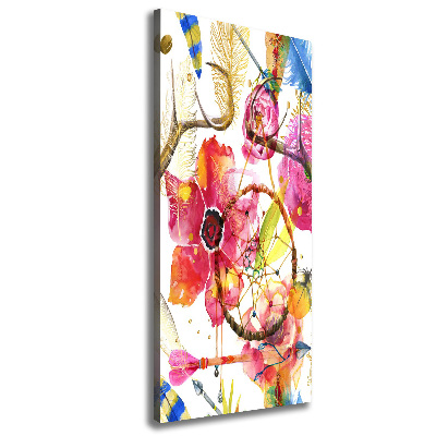 Cuadro moderno en lienzo resistente uv vertical Flores estilo boho
