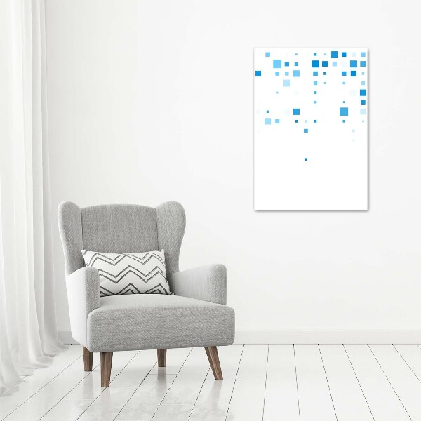 Cuadro moderno en lienzo resistente uv vertical Cuadrados azules