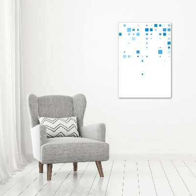 Cuadro moderno en lienzo resistente uv vertical Cuadrados azules