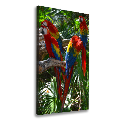 Cuadro canvas decorativo para salón vertical Loros guacamayos