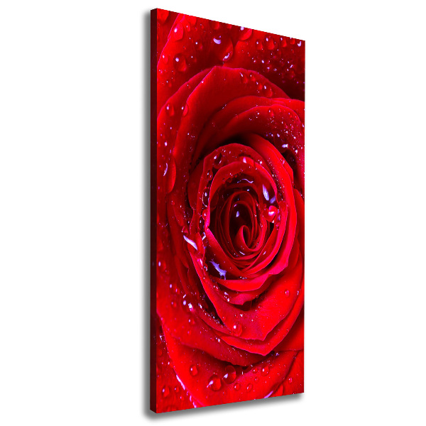 Cuadro canvas decorativo para salón vertical Rosa roja