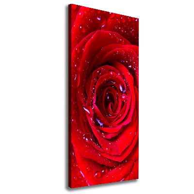 Cuadro canvas decorativo para salón vertical Rosa roja
