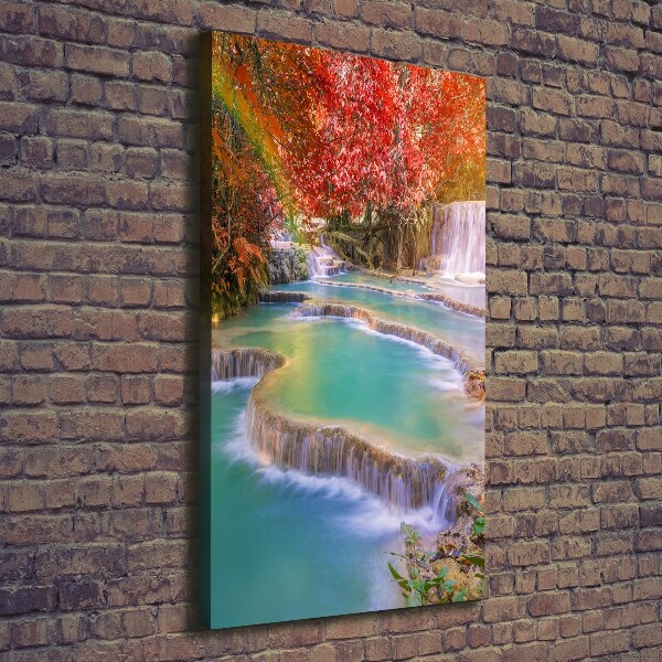 Cuadro canvas decorativo para salón vertical Cascada en otoño