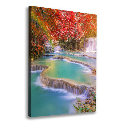 Cuadro canvas decorativo para salón vertical Cascada en otoño