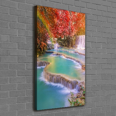 Cuadro canvas decorativo para salón vertical Cascada en otoño