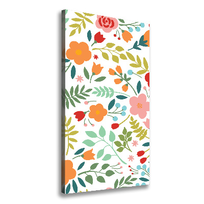 Cuadro moderno en lienzo resistente uv vertical flores de colores