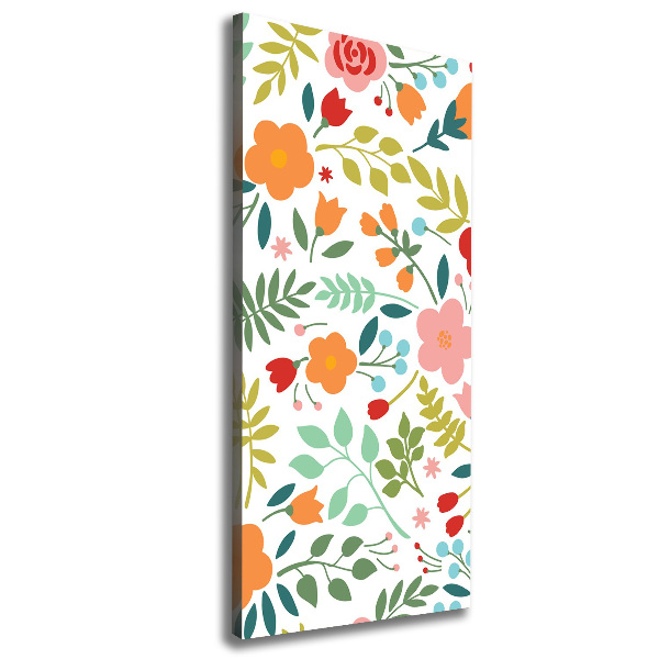 Cuadro moderno en lienzo resistente uv vertical flores de colores