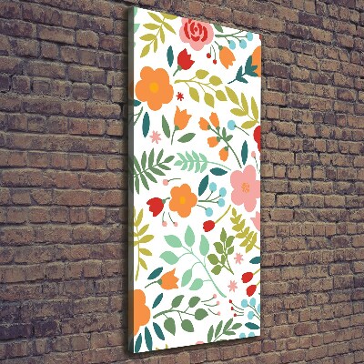 Cuadro moderno en lienzo resistente uv vertical flores de colores