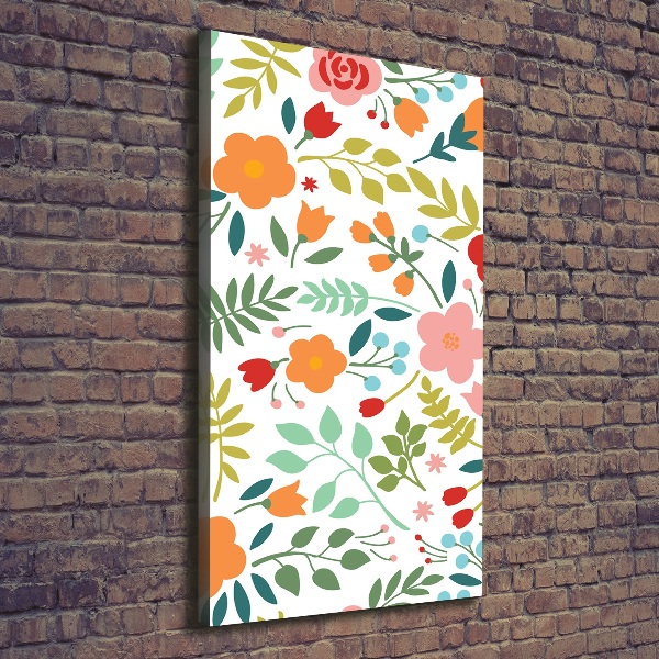 Cuadro moderno en lienzo resistente uv vertical flores de colores