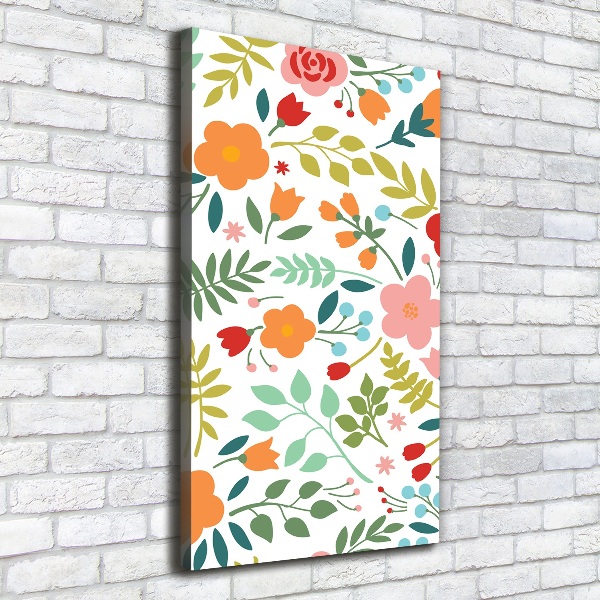 Cuadro moderno en lienzo resistente uv vertical flores de colores