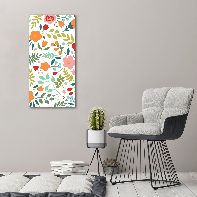 Cuadro moderno en lienzo resistente uv vertical flores de colores