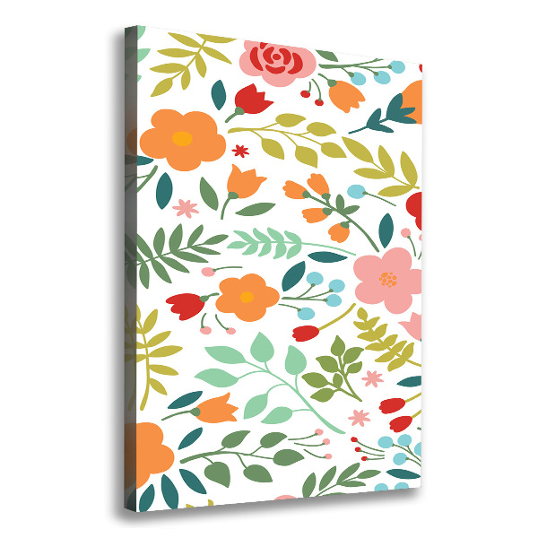 Cuadro moderno en lienzo resistente uv vertical flores de colores