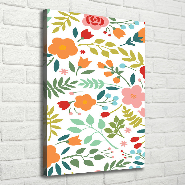 Cuadro moderno en lienzo resistente uv vertical flores de colores