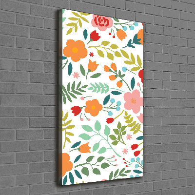 Cuadro moderno en lienzo resistente uv vertical flores de colores