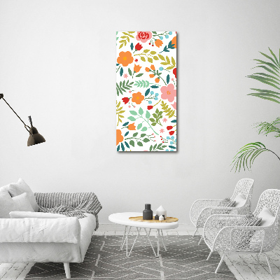 Cuadro moderno en lienzo resistente uv vertical flores de colores
