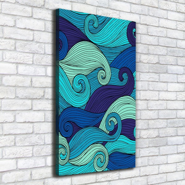 Cuadro canvas decorativo para salón vertical Ondas abstractas