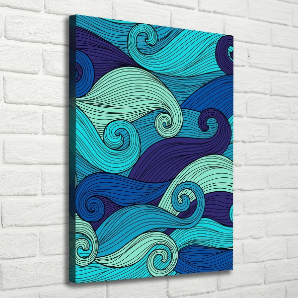 Cuadro canvas decorativo para salón vertical Ondas abstractas