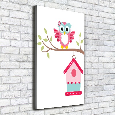 Impresión en lienzo vertical Búho en una rama