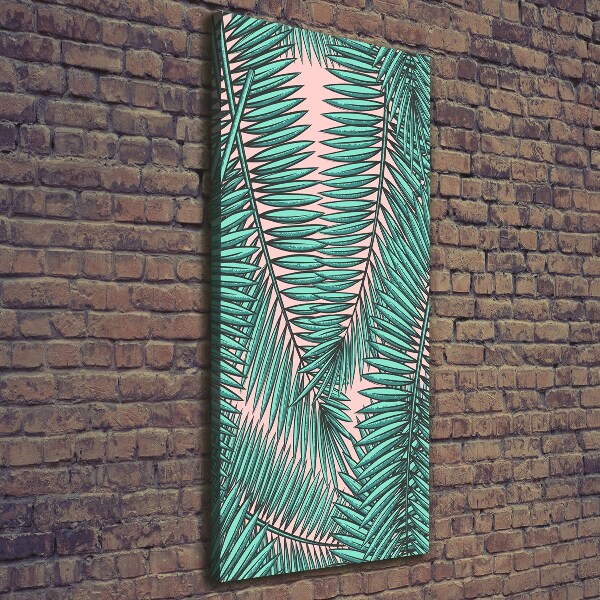 Cuadro canvas decorativo para salón vertical hojas de palma
