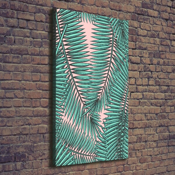 Cuadro canvas decorativo para salón vertical hojas de palma