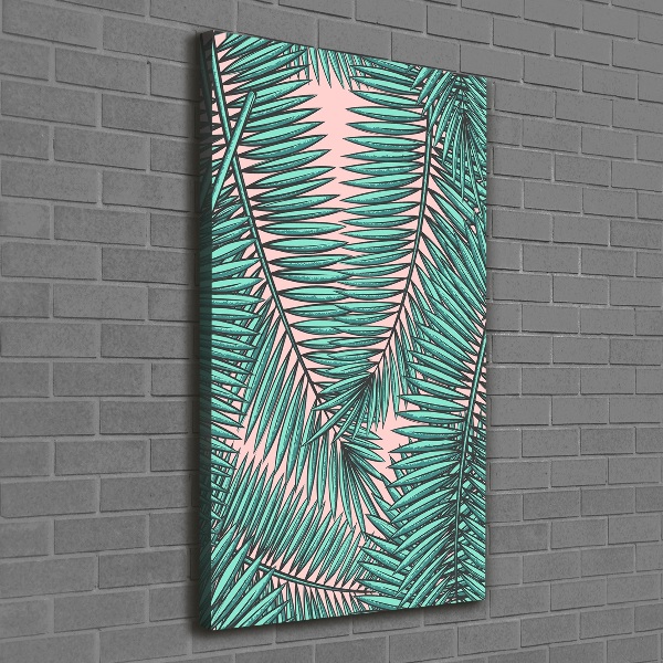 Cuadro canvas decorativo para salón vertical hojas de palma