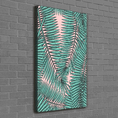 Cuadro canvas decorativo para salón vertical hojas de palma