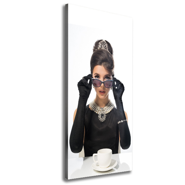 Cuadro moderno en lienzo resistente uv vertical Mujer con gafas