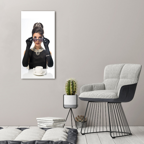 Cuadro moderno en lienzo resistente uv vertical Mujer con gafas
